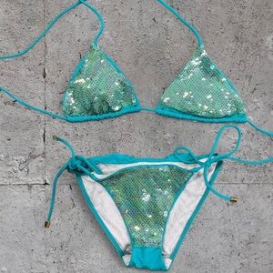 Victoria’s Secret Y2K Blue Sequin Mcbling Bikini Set